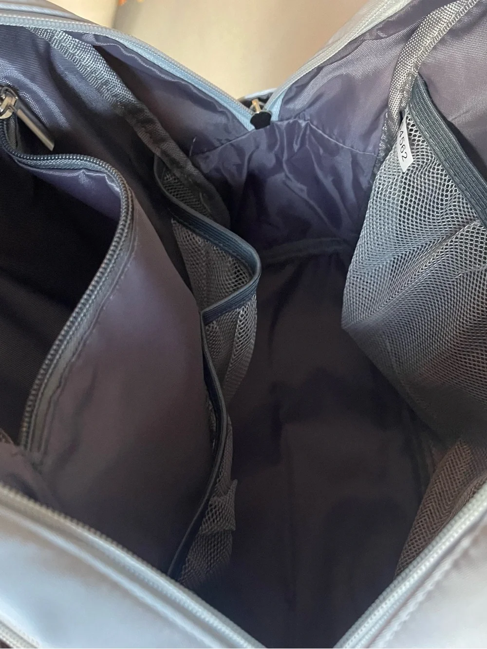 Grey gym bag w/ shoe department and cooler pocket